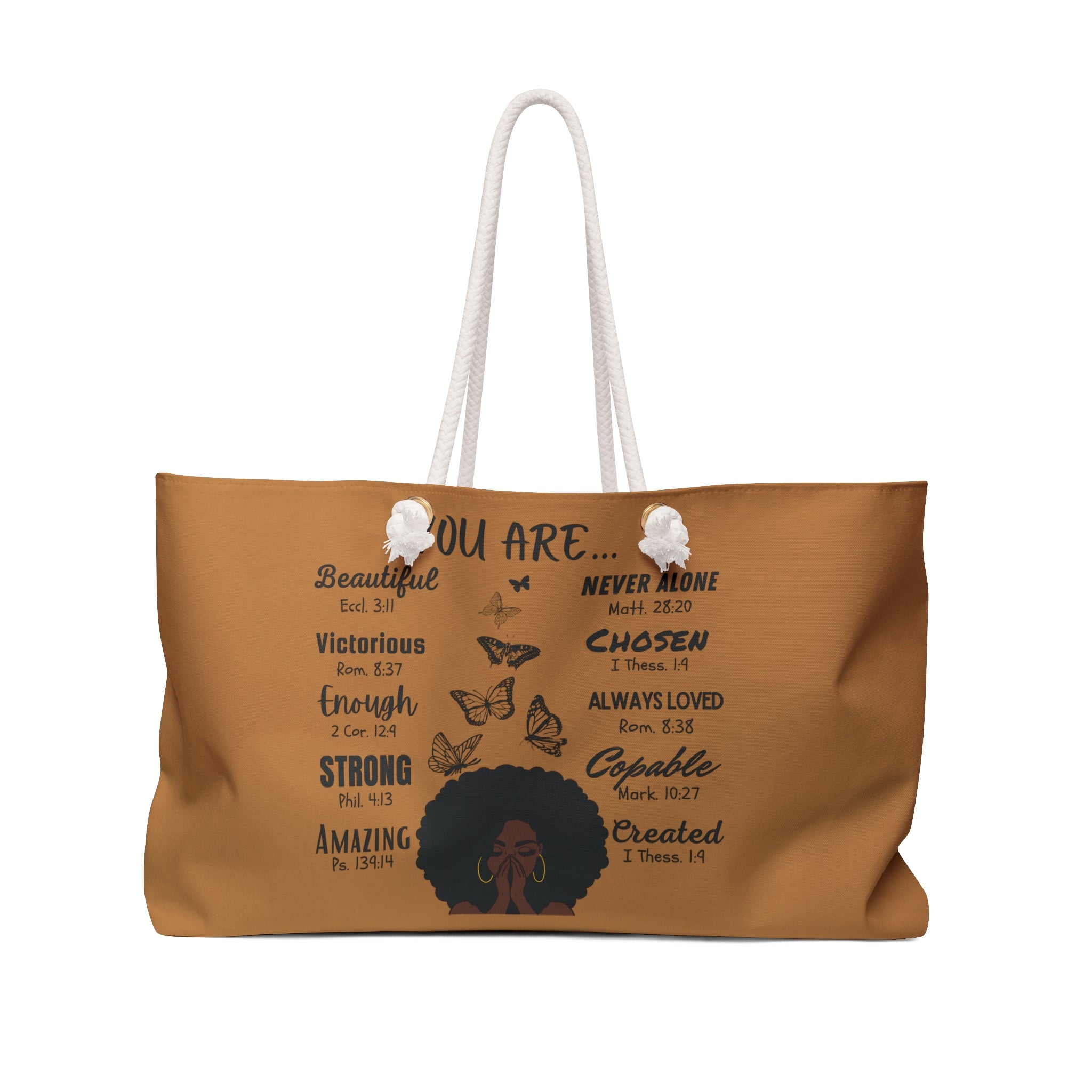 Positive Affirmations Tote Weekender Bag | Oversized Inspirational Canvas