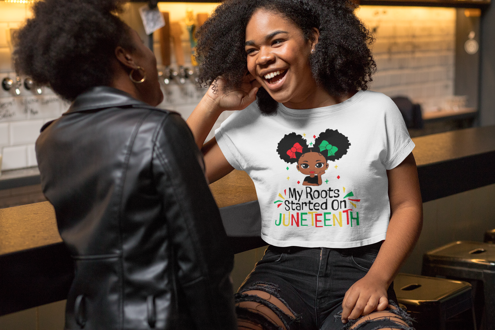 Juneteenth Roots Young Girl Illustration T-Shirt | Black History Tee