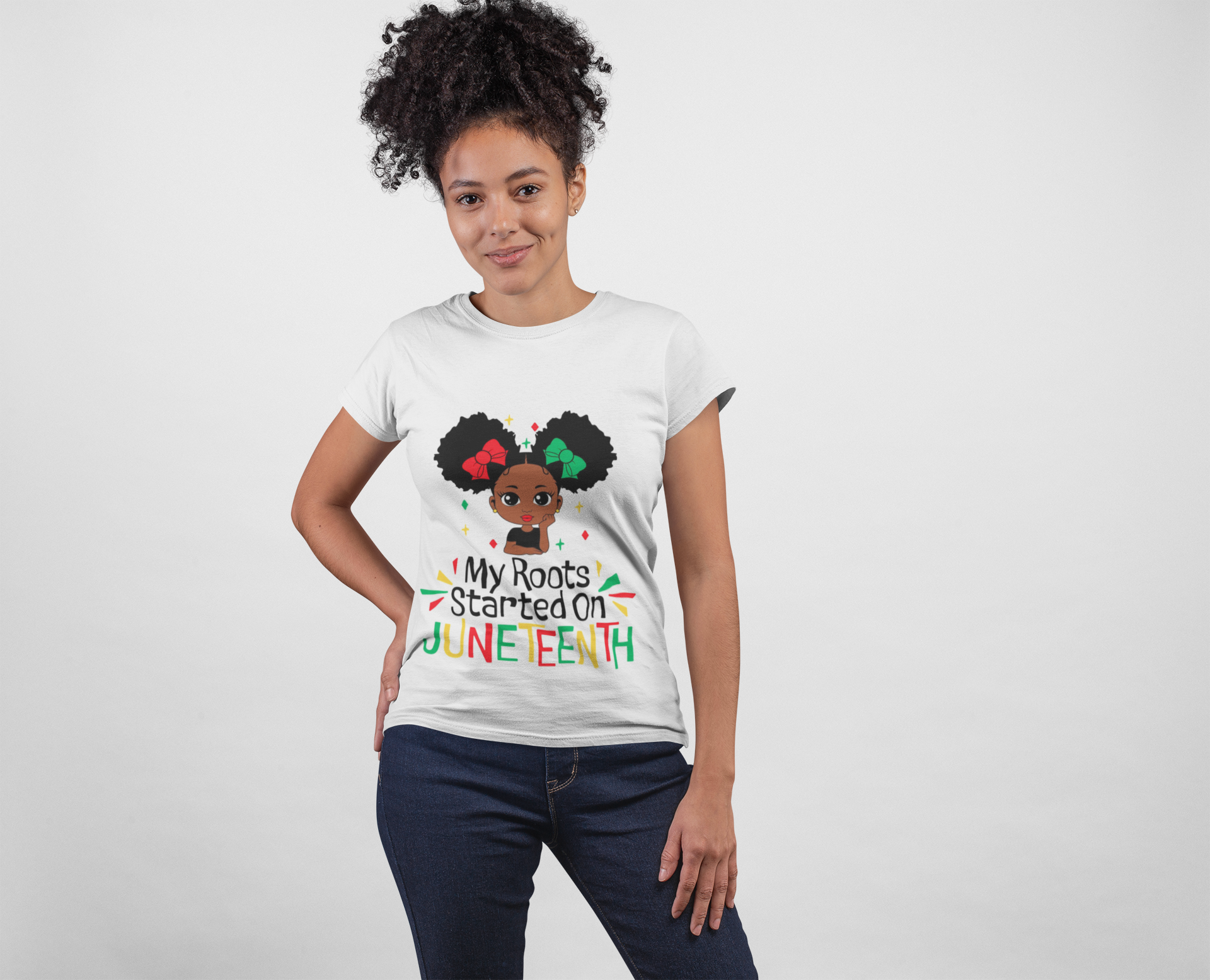 Juneteenth Roots Young Girl Illustration T-Shirt | Black History Tee