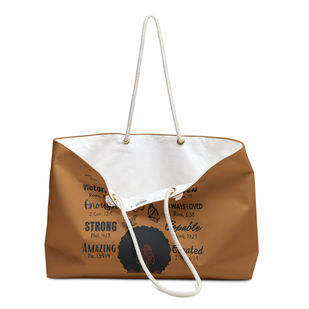Positive Affirmations Tote Weekender Bag | Oversized Inspirational Canvas