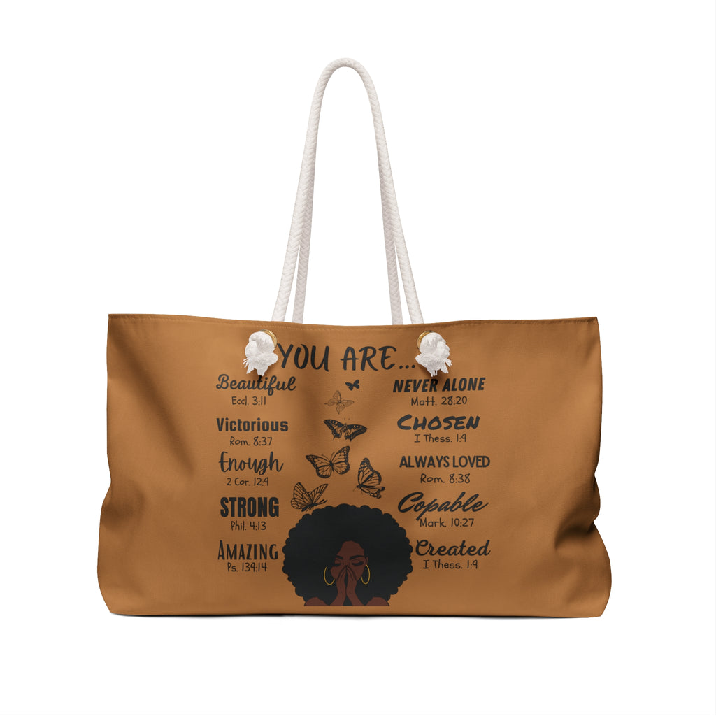 Positive Affirmations Tote Weekender Bag | Oversized Inspirational Canvas