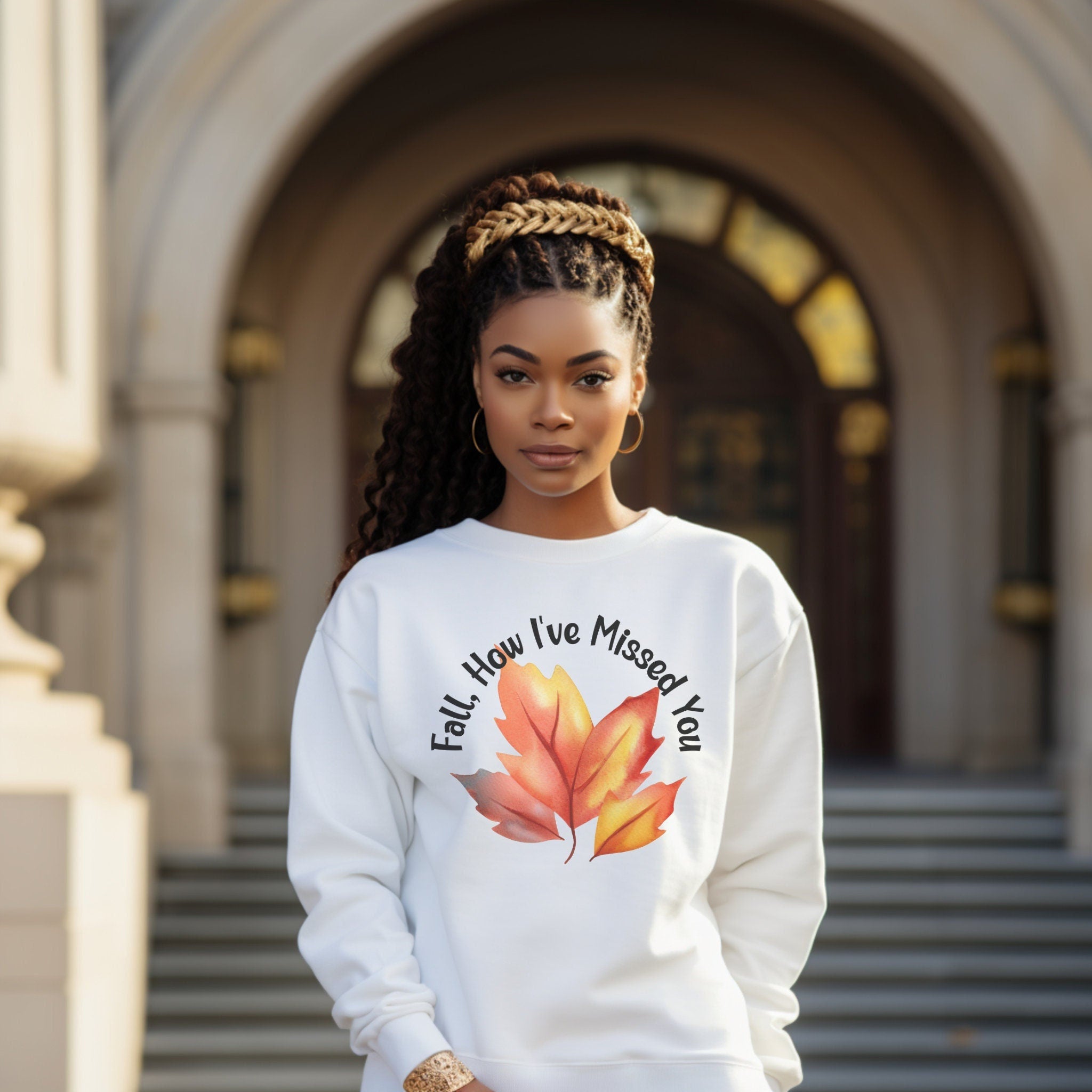 Cozy Fall Sweatshirt, Autumn Leaves Design