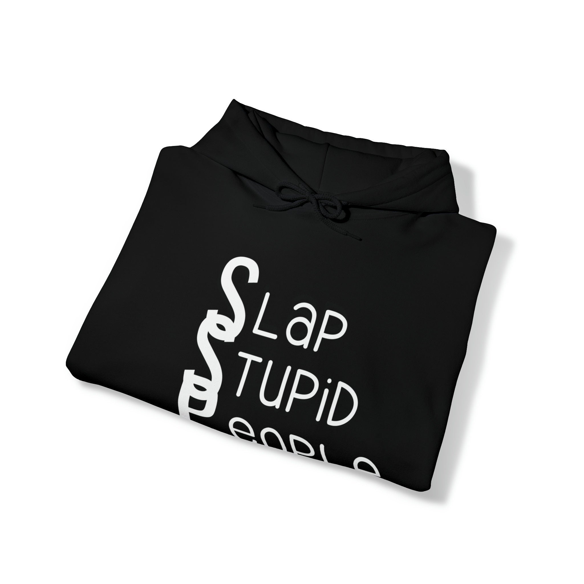 Folded Slap Stupid People Hoodie in black