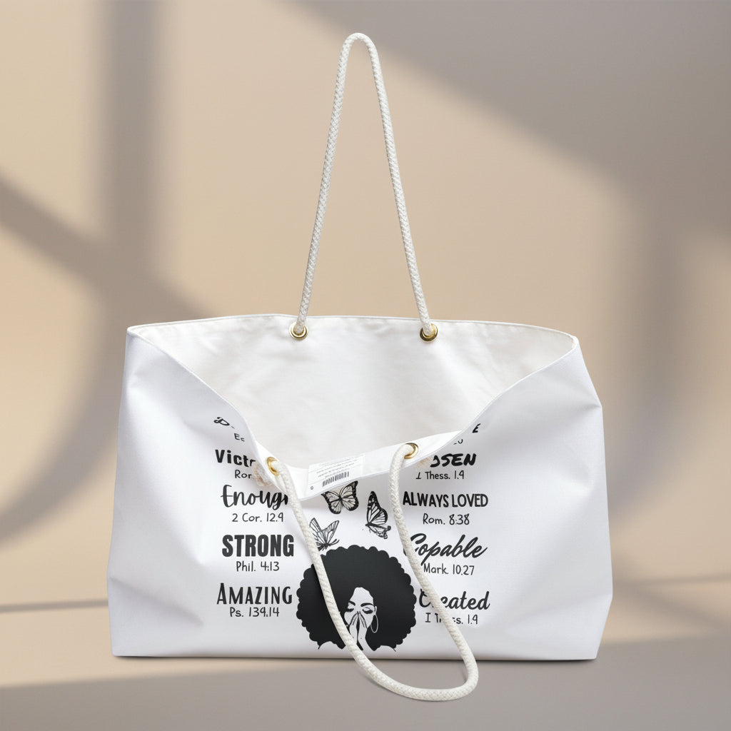 Oversized Tote Bag, Uplifting Messages, Weekender Travel Bag
