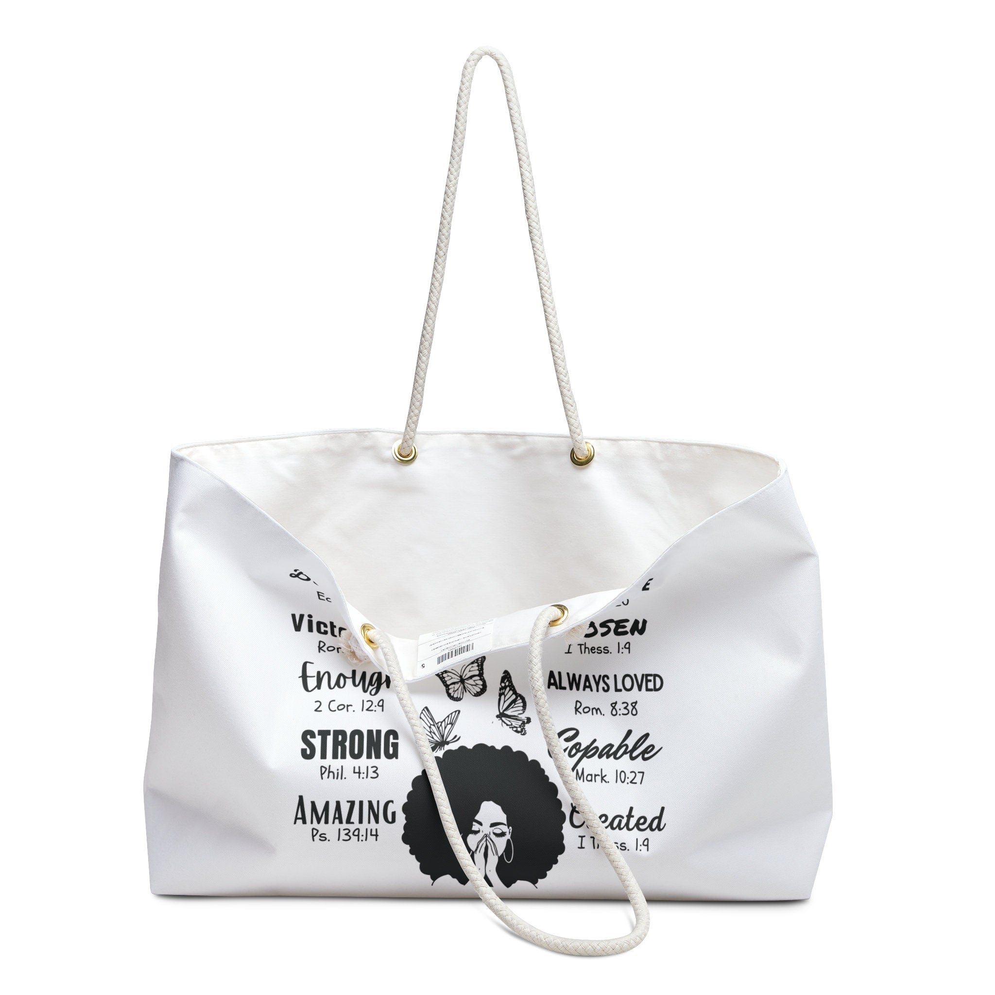 Oversized Tote Bag, Uplifting Messages, Weekender Travel Bag