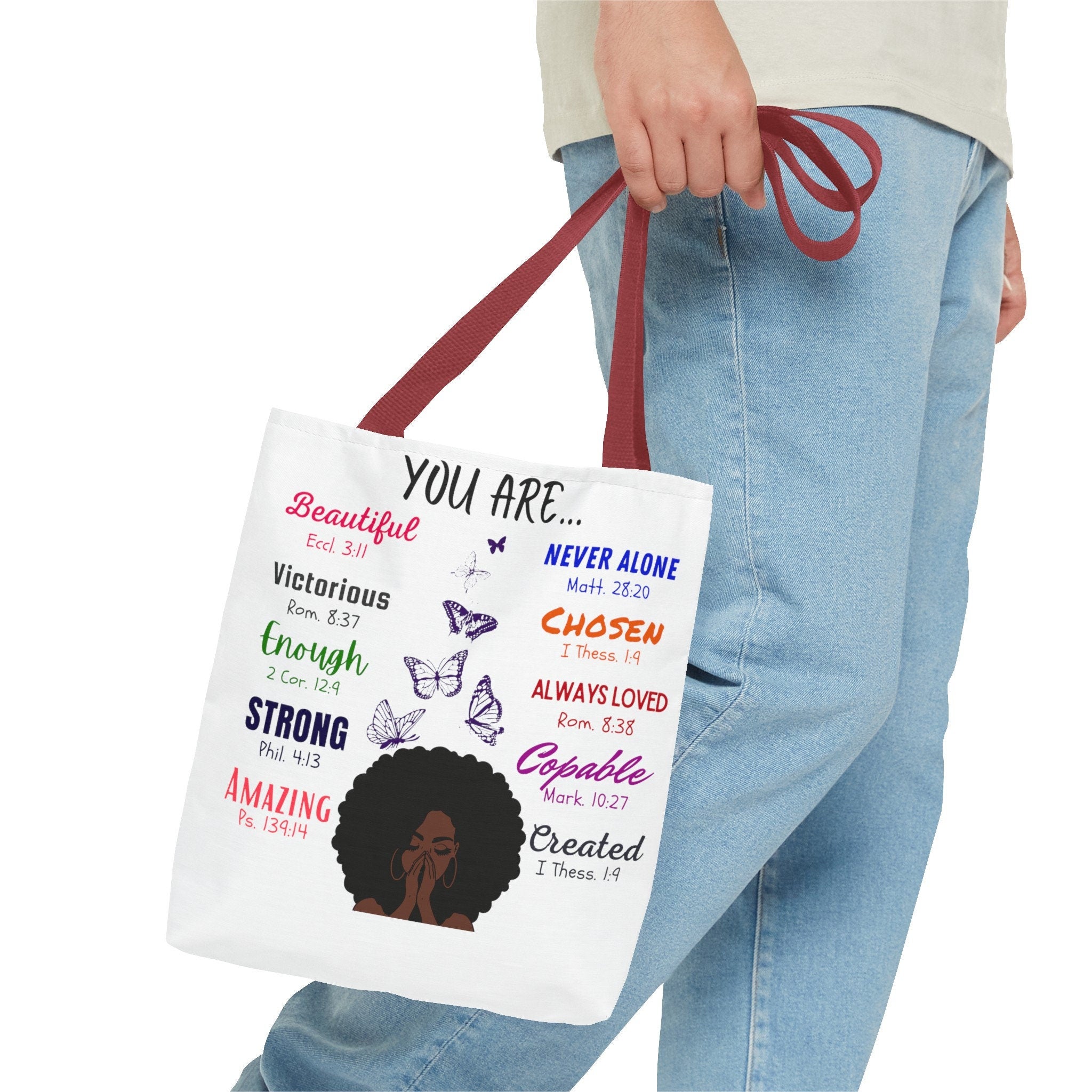 Inspirational Tote Bag, Uplifting Quote, Polyester Fabric