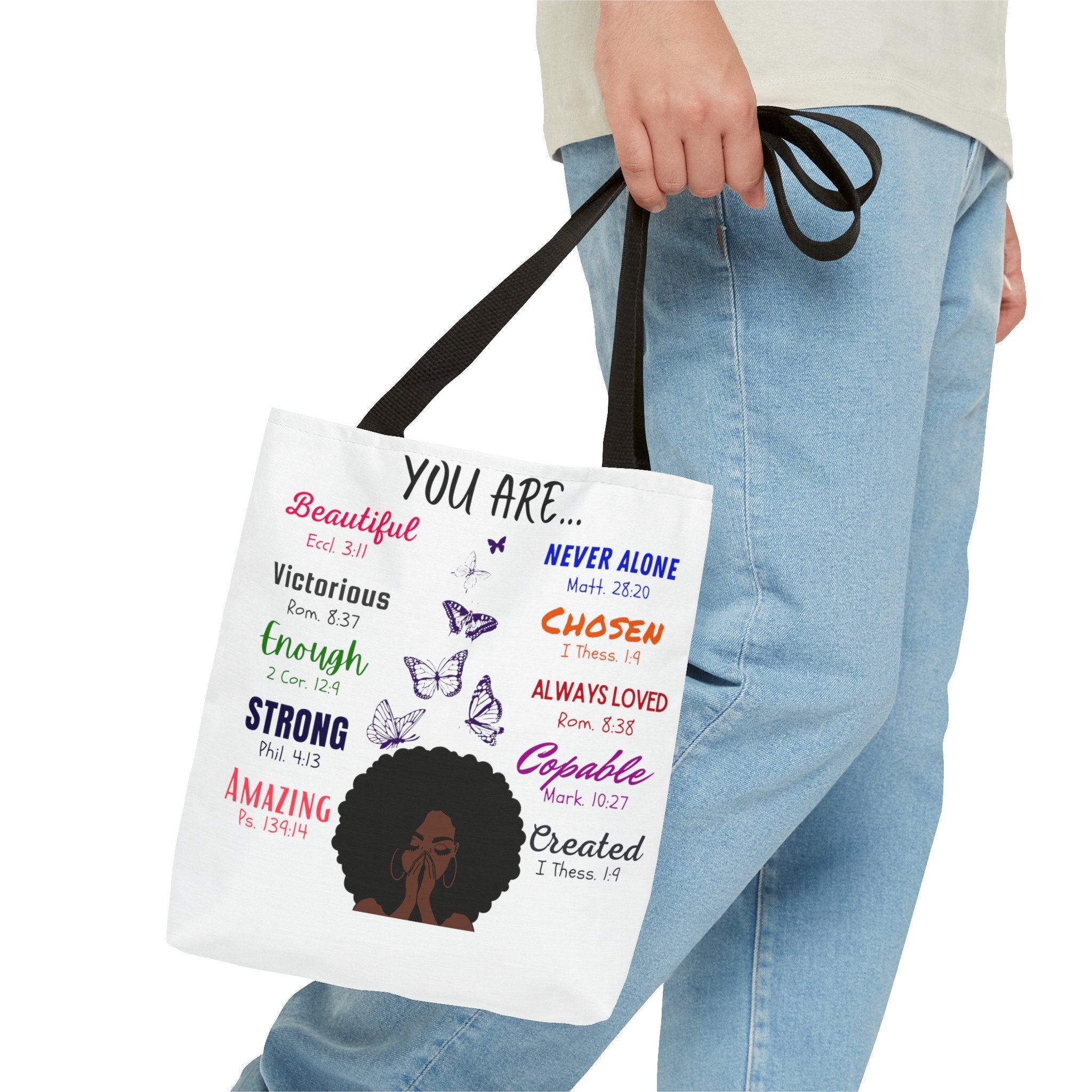 Inspirational Tote Bag, Uplifting Quote, Polyester Fabric